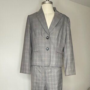 Kasper Pant Suit Womens l2P trouser Blazer Office Career  Lined Zip Gray